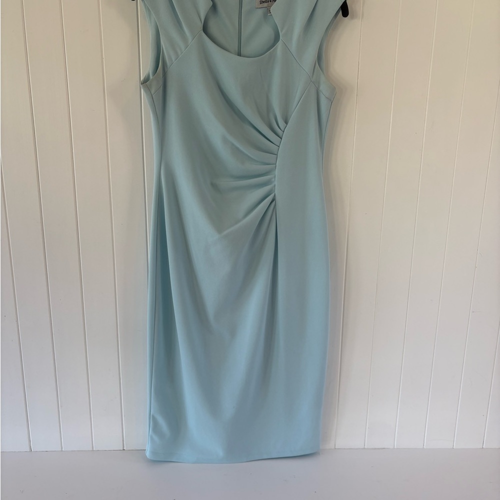 Shelby & Palmer Light Blue Ruched Midi Dress